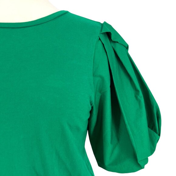Worthington Puff Sleeve Knit Top Luxury Green Size Medium NWT - Picture 3 of 12